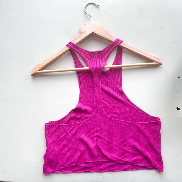 Free People Switch It Up Camisole Sweater Tank Top Hot Pink / Magenta Large - Picture 2 of 7